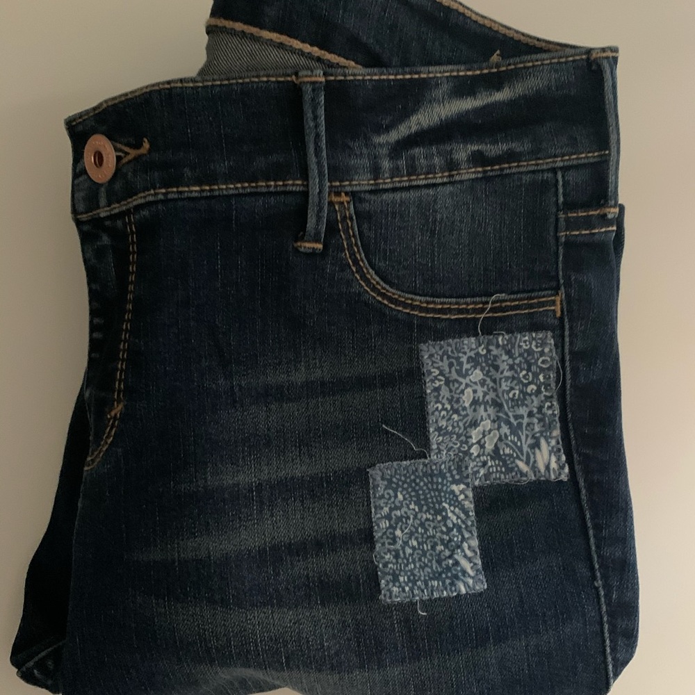 Abercrombie kids embroided/ripped jeans